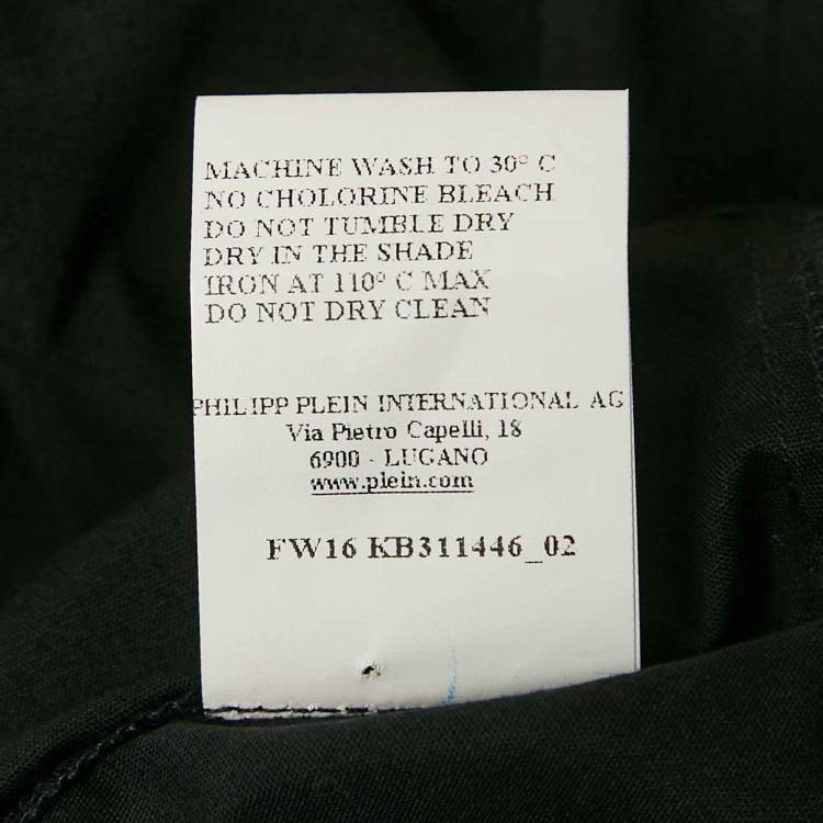 Pre Owned Philipp Plein Junior Black Cotton Button Front Shirt 10 Yrs