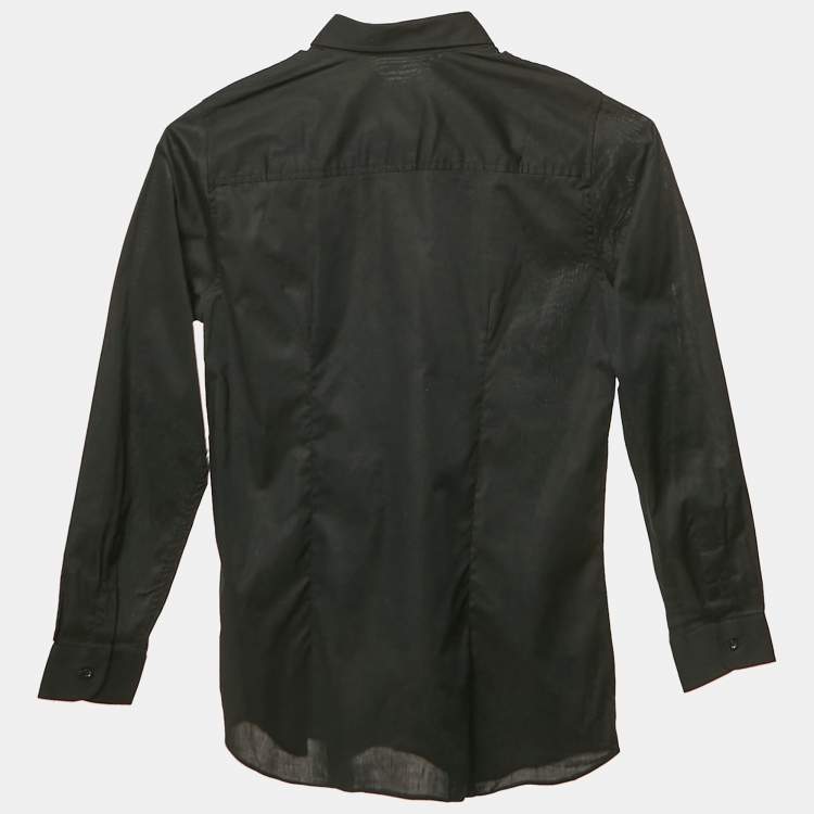Pre Owned Philipp Plein Junior Black Cotton Button Front Shirt 10 Yrs