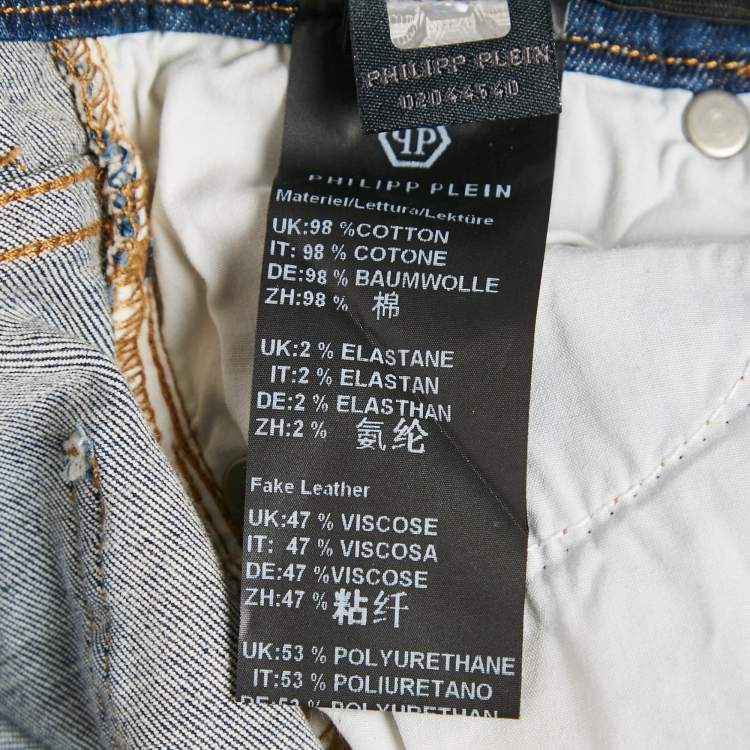 Pre Owned Philipp Plein Kids Blue Ripped Denim Jeans 6 Yrs Waist 22"