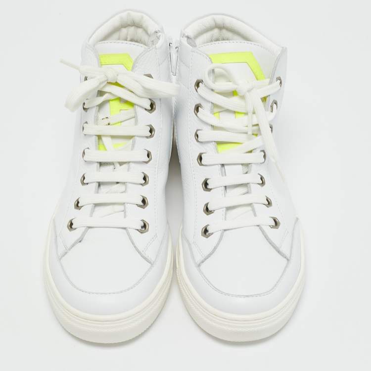 Pre Owned Philipp Plein White Leather Nick High Top Sneakers Size 35
