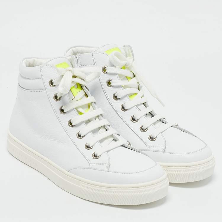Pre Owned Philipp Plein White Leather Nick High Top Sneakers Size 35
