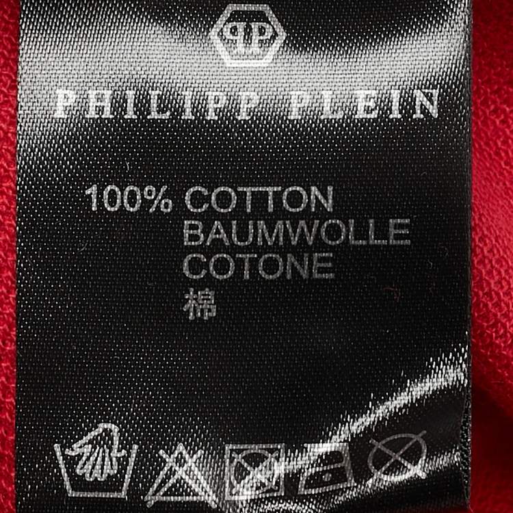Pre Owned Philipp Plein Junior Red Printed Roar Polo T-Shirt 8 Yrs
