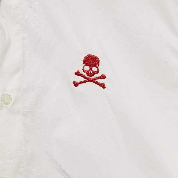 Pre Owned Philipp Plein Junior White Cotton Little Boss Shirt 10 Yrs 