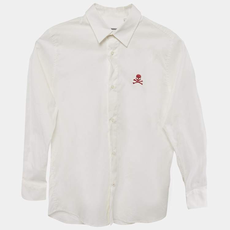 Pre Owned Philipp Plein Junior White Cotton Little Boss Shirt 10 Yrs 