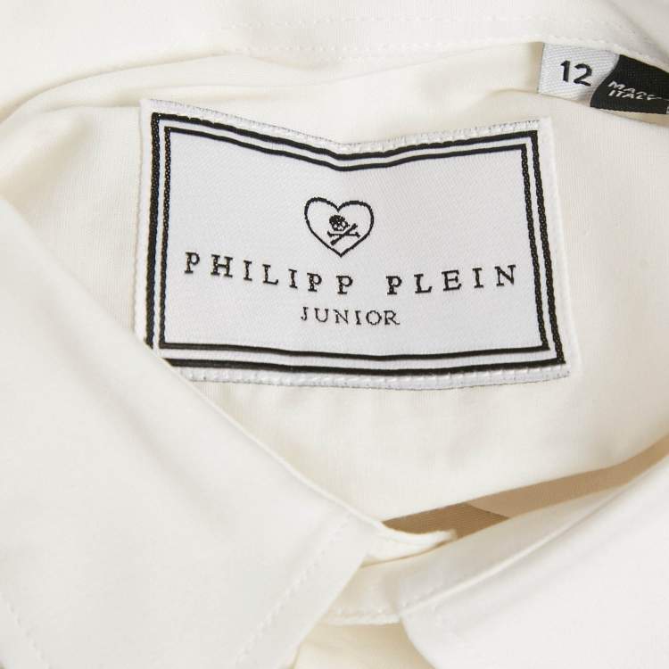 Pre Owned Philipp Plein Junior White Cotton Long Sleeve Shirt 12 Yrs 