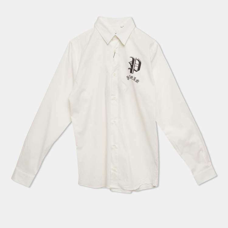 Pre Owned Philipp Plein Junior White Cotton Long Sleeve Shirt 12 Yrs 