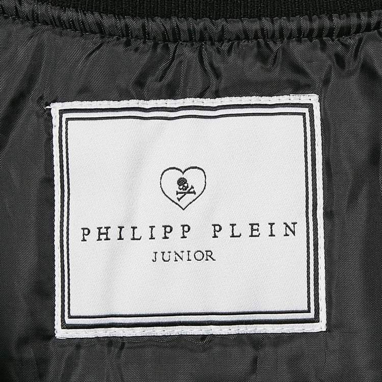 Pre Owned Philipp Plein Junior Black Nylon Zip-Up Jacket 10 Yrs 