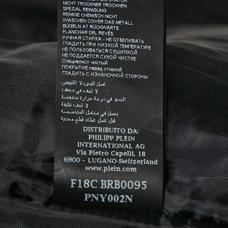 Pre Owned Philipp Plein Junior Black Nylon Zip-Up Jacket 10 Yrs 