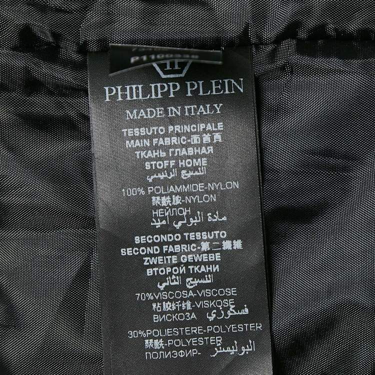 Pre Owned Philipp Plein Junior Black Nylon Zip-Up Jacket 10 Yrs 