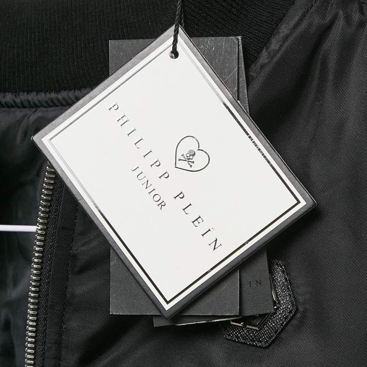 Pre Owned Philipp Plein Junior Black Nylon Zip-Up Jacket 10 Yrs 