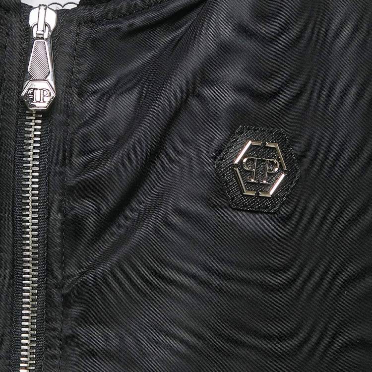 Pre Owned Philipp Plein Junior Black Nylon Zip-Up Jacket 10 Yrs 