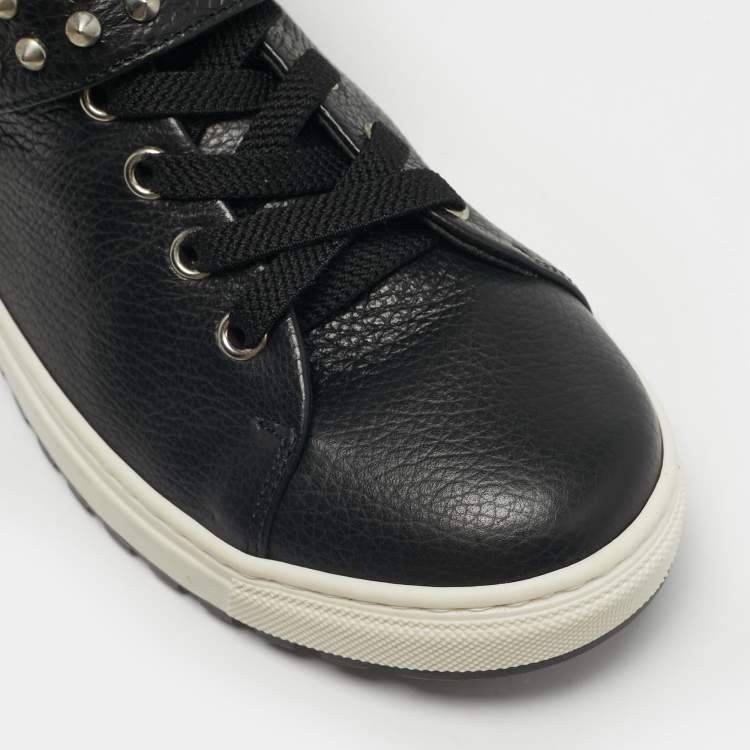 Pre Owned Philipp Plein Black Leather Skyler High Top Sneakers Size 37