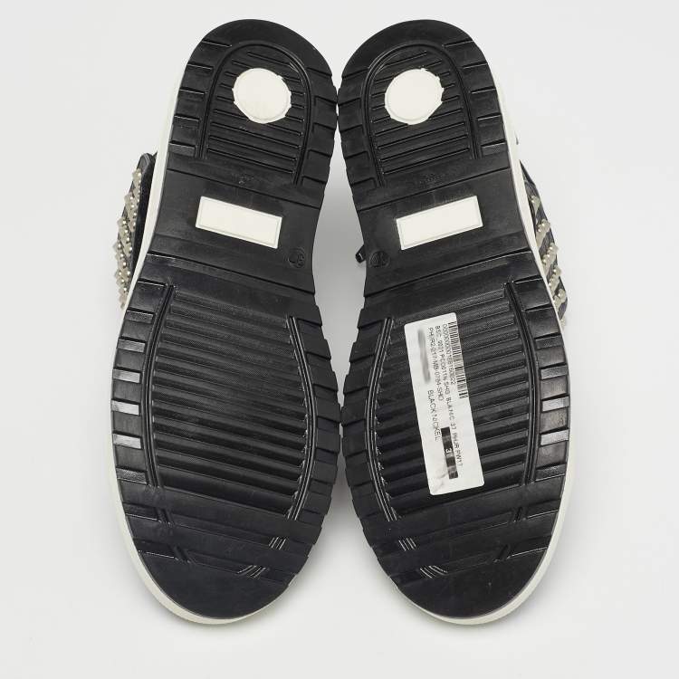 Pre Owned Philipp Plein Black Leather Skyler High Top Sneakers Size 37