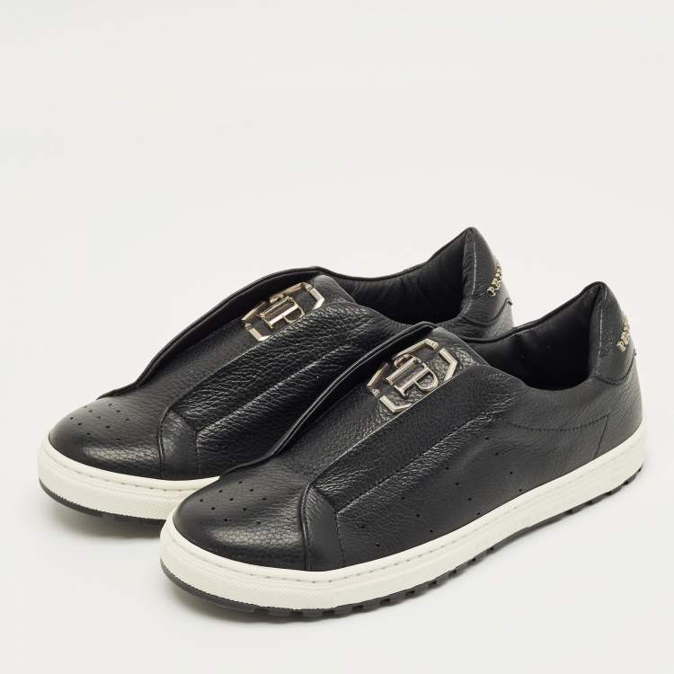 Pre Owned Philipp Plein Black Leather Studded Elles Sneakers Size 35