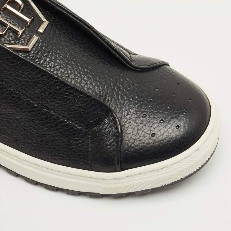 Pre Owned Philipp Plein Black Leather Studded Elles Sneakers Size 35