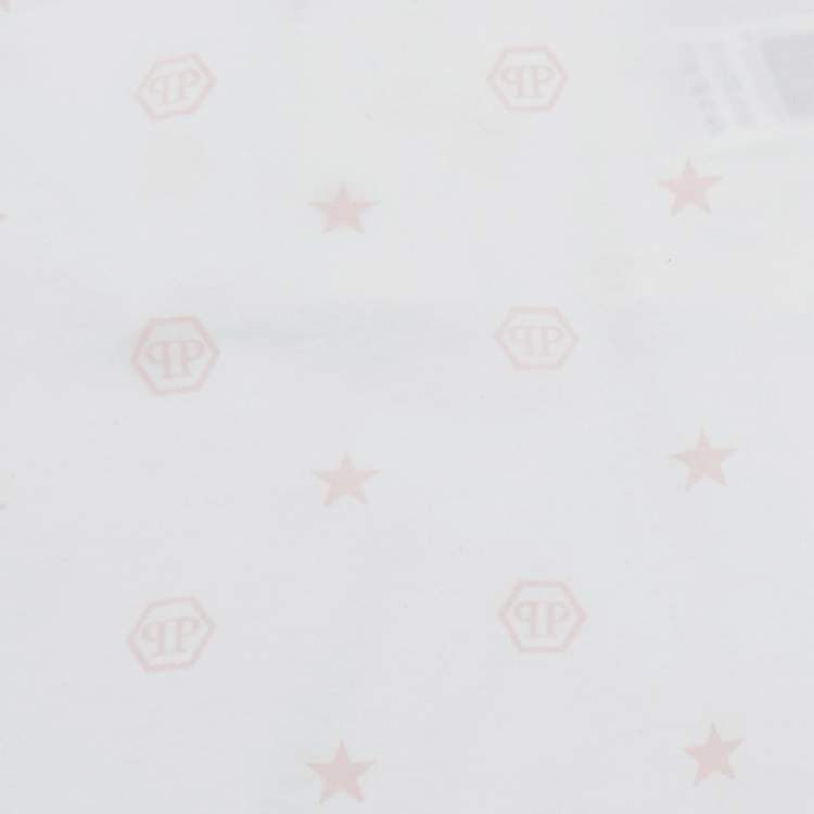 Pre Owned Philip Plein Baby White Printed Cotton Onesie Set 6-9M