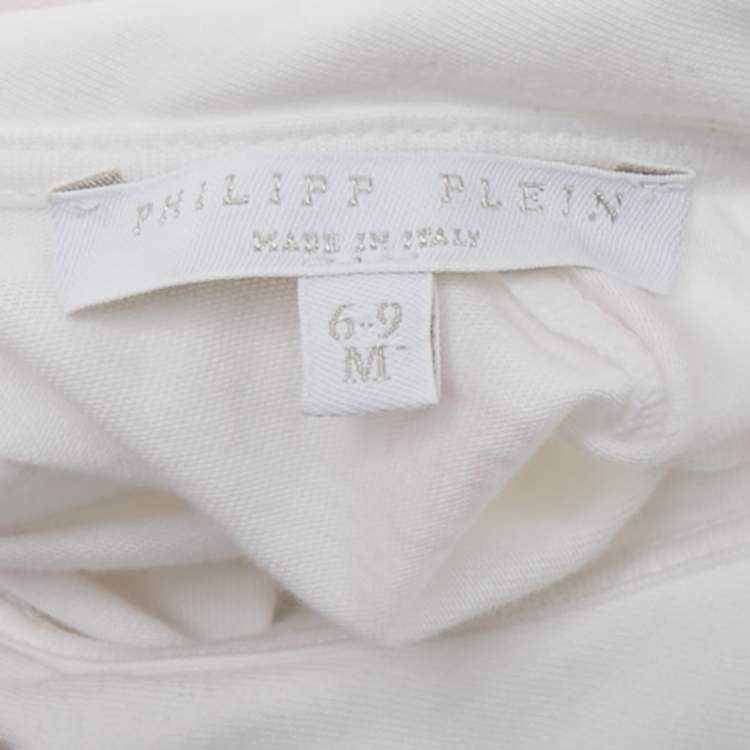 Pre Owned Philip Plein Baby White Printed Cotton Onesie Set 6-9M