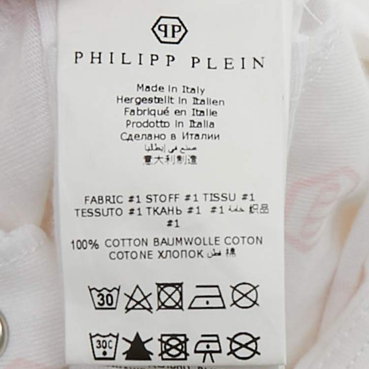 Pre Owned Philip Plein Baby White Printed Cotton Onesie Set 6-9M