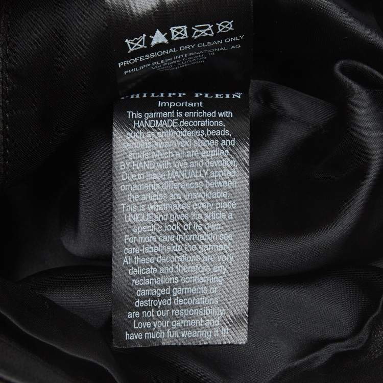 Pre Owned Philipp Plein Junior Black Studded Textured Leather Detail Jacket 8 Yrs 