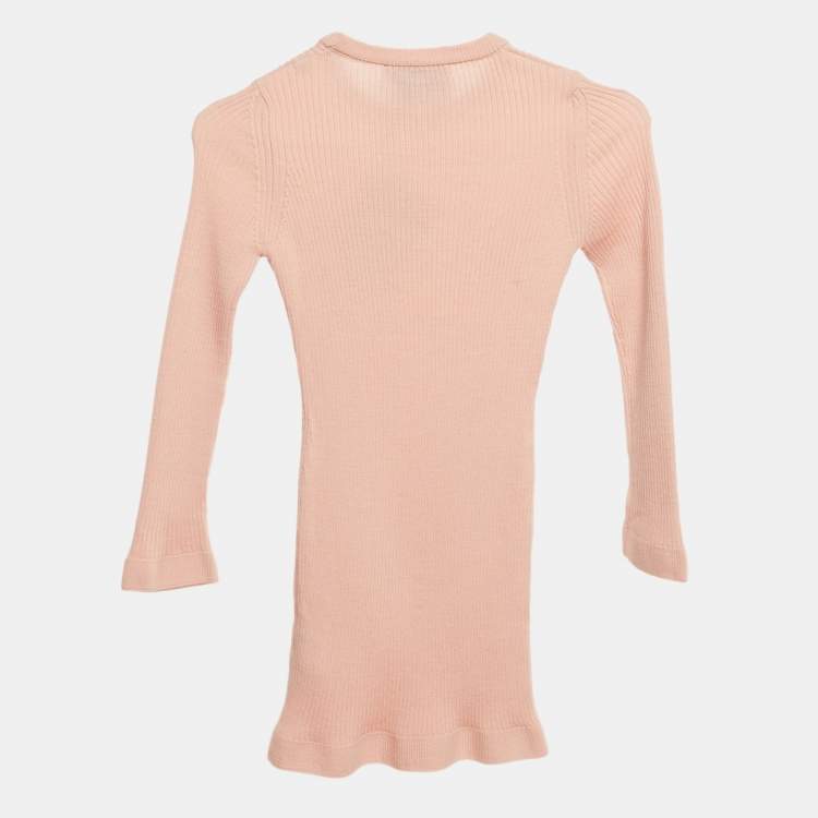 Pre Owned Philipp Plein Junior Pink Crystal Embellished Rib Knit Day Dress 6 Yrs