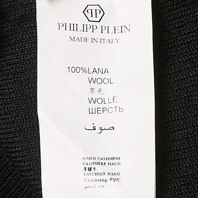 Pre Owned Philipp Plein Junior Black Crystal Embellished Rib Knit Day Dress 8 Yrs