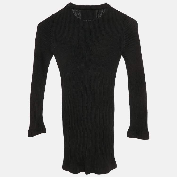Pre Owned Philipp Plein Junior Black Crystal Embellished Rib Knit Day Dress 8 Yrs