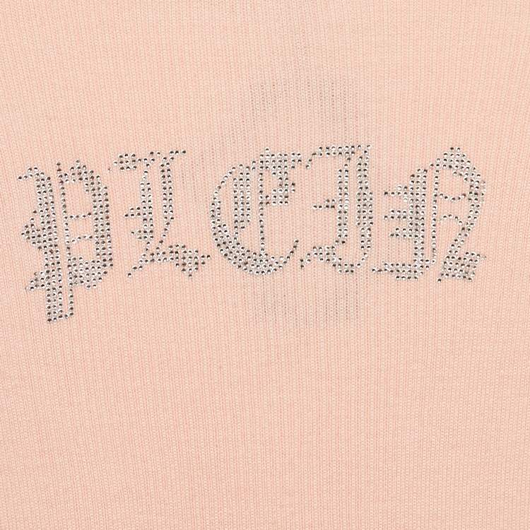 Pre Owned Philipp Plein Junior Pink Crystal Embellished Rib Knit Day Dress 8 Yrs