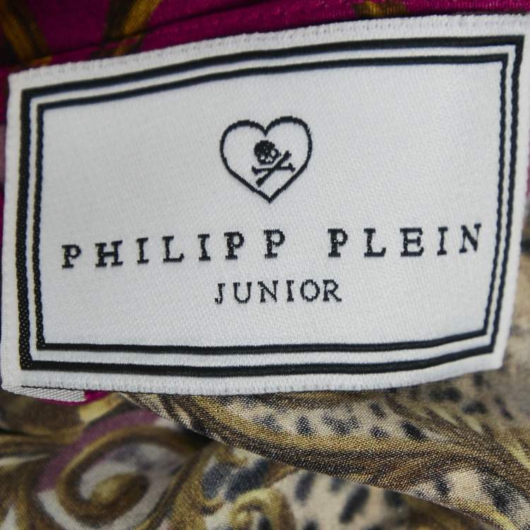 Pre Owned Phillip Plein Junior Pink Printed Silk Sleeveless Dress 12 Yrs 