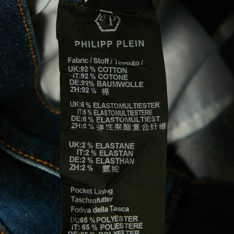 Pre Owned Philipp Plein Blue Crystal Embellished Denim Mini Skirt 12 Yrs 