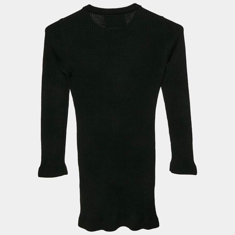 Pre Owned Philipp Plein Junior Black Crystal Embellished Rib Knit Wool Bodycon Dress 8 Yrs
