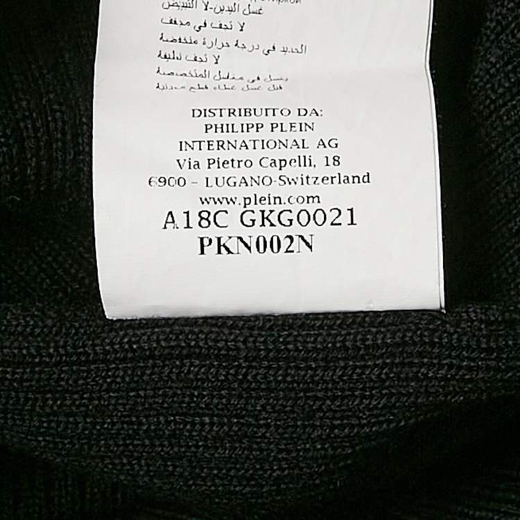 Pre Owned Philipp Plein Junior Black Crystal Embellished Rib Knit Wool Bodycon Dress 8 Yrs
