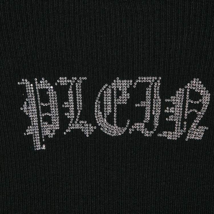 Pre Owned Philipp Plein Junior Black Crystal Embellished Rib Knit Wool Bodycon Dress 8 Yrs