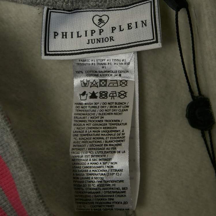 مملوكة مسبقًا Philipp Plein Junior Grey Embroidered Cotton Knit Joggers 8 Yrs
