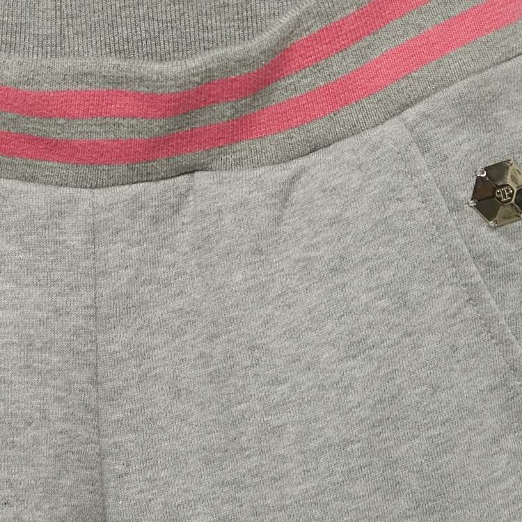مملوكة مسبقًا Philipp Plein Junior Grey Embroidered Cotton Knit Joggers 8 Yrs