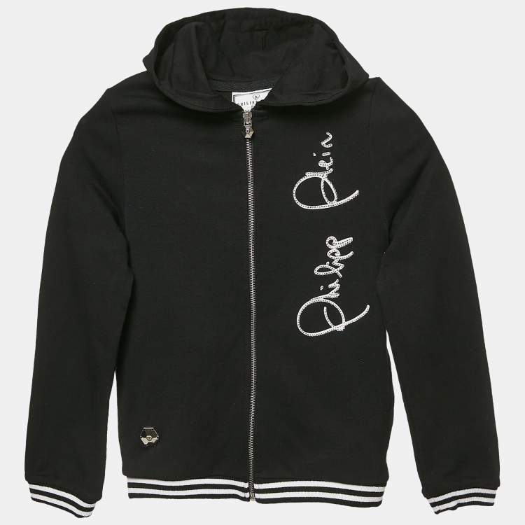 Pre Owned Philipp Plein Junior Kids Black Cotton Rhinestone Jacket 10-11 Yrs 