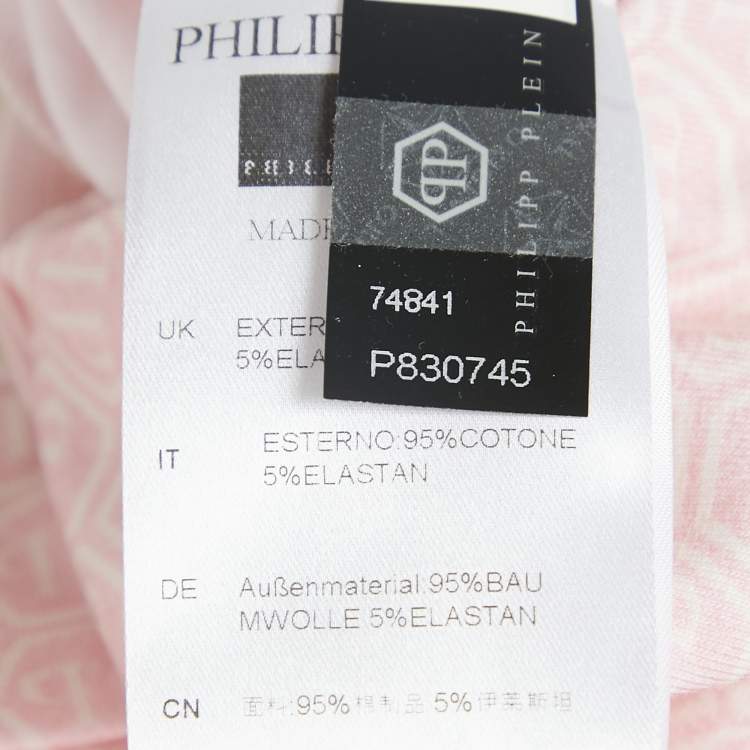 Pre Owned Philipp Plein Pink Printed Jersey Romper and Cap Set 6-9M