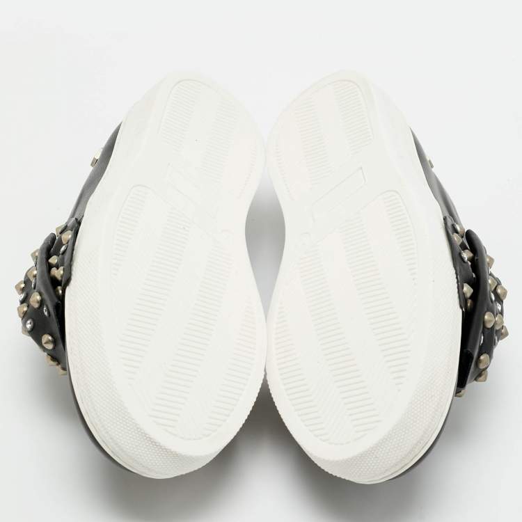 Pre Owned Philipp Plein Black Leather Studded Diana Sneakers Size 34