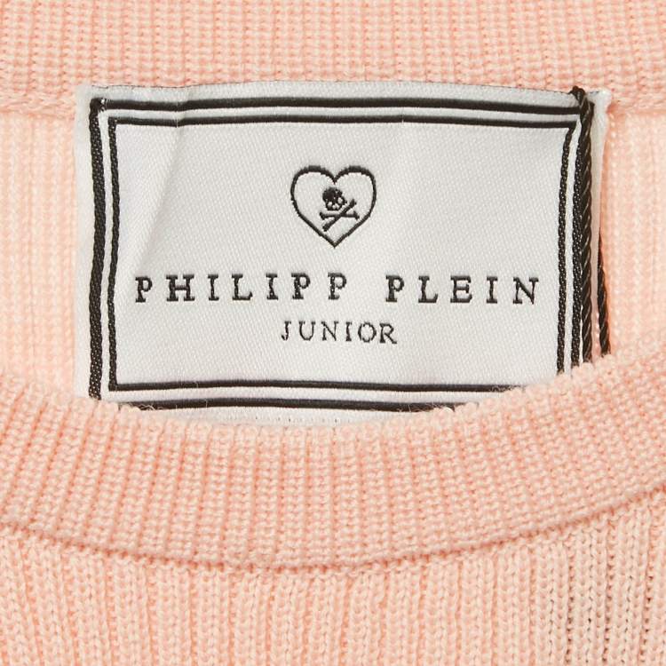 Pre Owned Philipp Plein Junior Pink Crystal Knit Day Dress 8 Yrs 