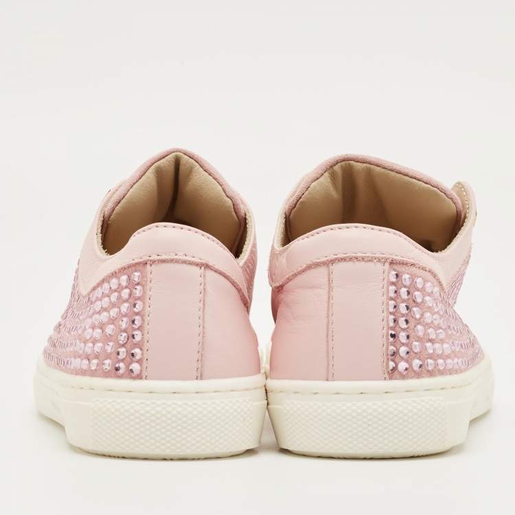 Pre Owned Philipp Plein Pink Leather and Suede Mya Sneakers Size 31