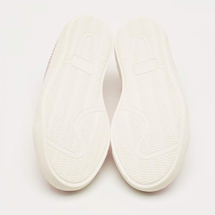 Pre Owned Philipp Plein Pink Leather and Suede Mya Sneakers Size 31