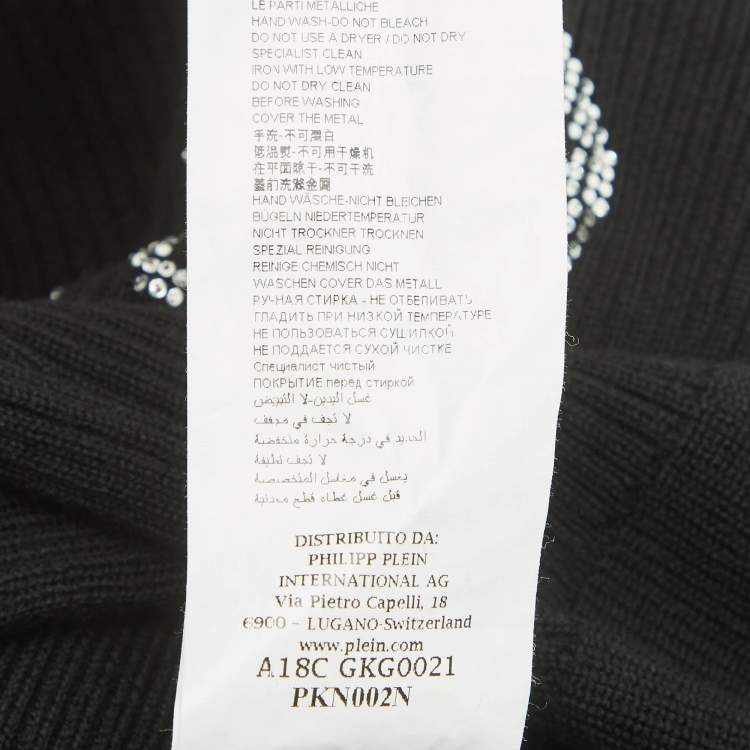 Pre Owned Philipp Plein Junior Black Crystal Rib Knit Day Dress 6Yrs 