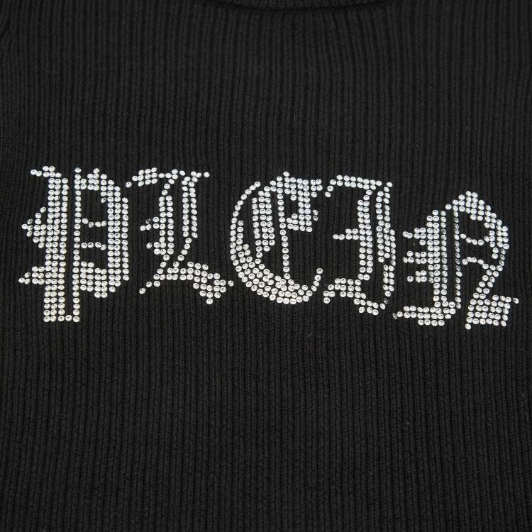 Pre Owned Philipp Plein Junior Black Crystal Rib Knit Day Dress 6Yrs 