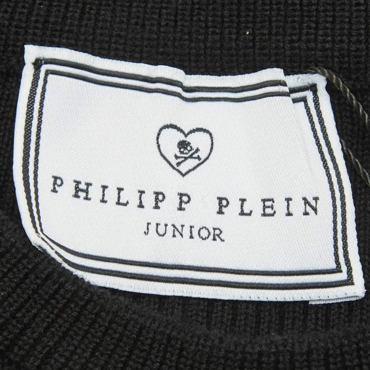 Pre Owned Philipp Plein Junior Black Crystal Rib Knit Day Dress 6Yrs 