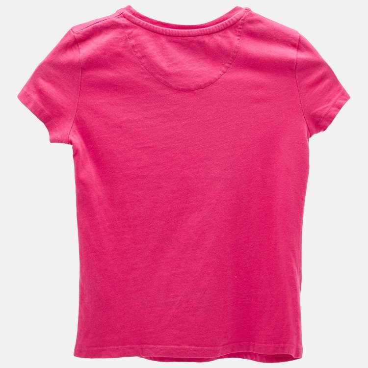 Pre Owned Philipp Plein Kids Pink Logo Studded Cotton T-Shirt 8 Yrs