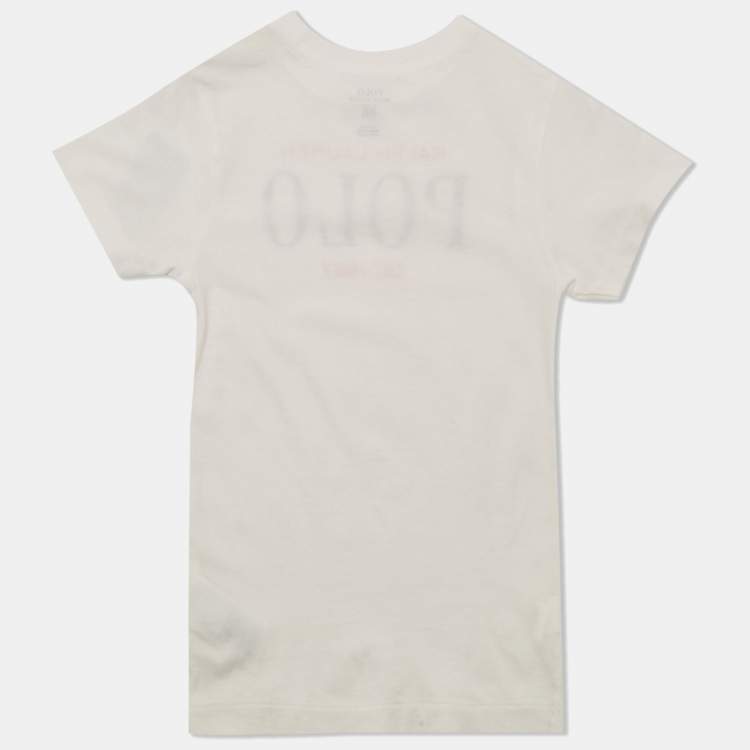 Pre Owned Polo Ralph Lauren Kids White Logo Print Jersey T-Shirt 3 Yrs