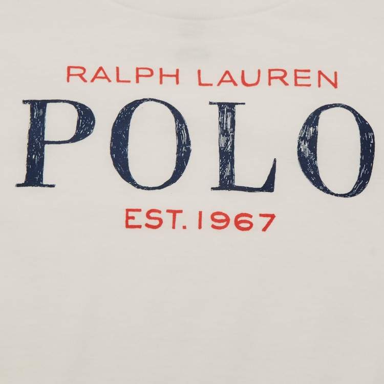 Pre Owned Polo Ralph Lauren Kids White Logo Print Jersey T-Shirt 3 Yrs