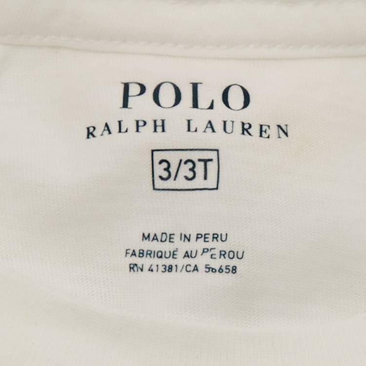 Pre Owned Polo Ralph Lauren Kids White Logo Print Jersey T-Shirt 3 Yrs