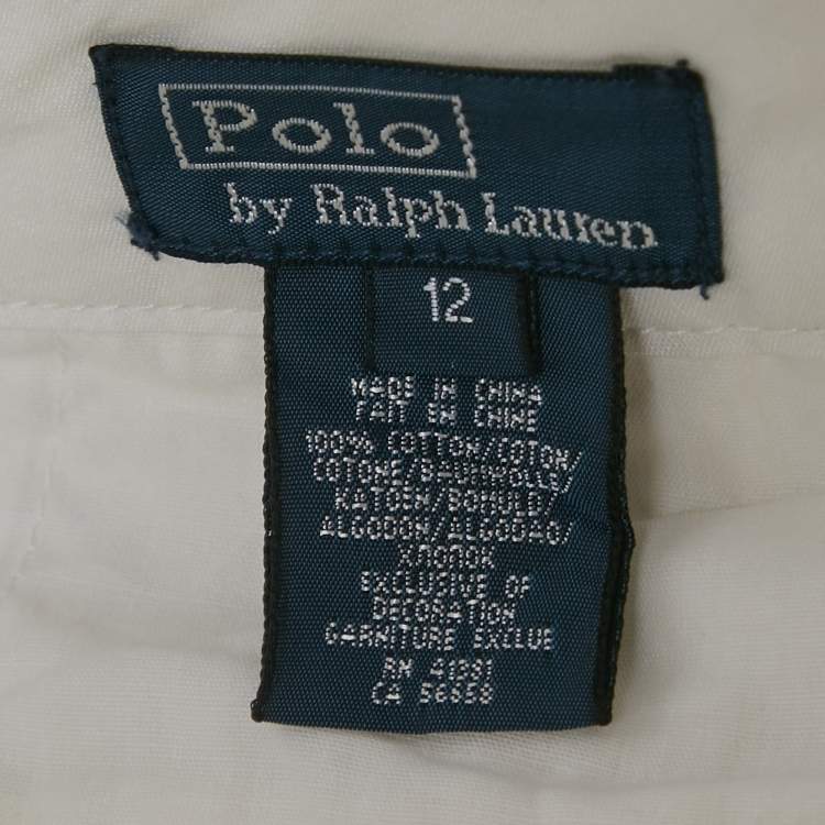 Pre Owned Polo Ralph Lauren Boys White Cotton Skinny Preppy Pants 12 Yrs