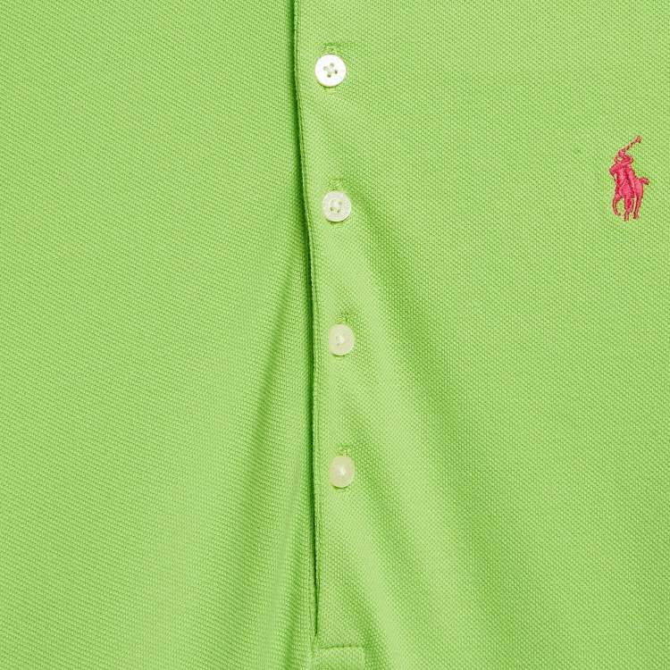 Pre Owned Polo Ralph Lauren Green Pique Cotton Pleated Polo Dress L 12-14 Yrs 