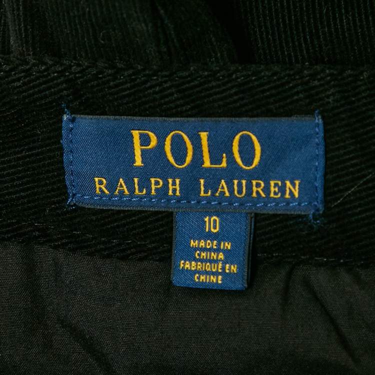 Pre Owned Polo Ralph Lauren Kids Black Bear Print Corduroy Pants 10 Yrs